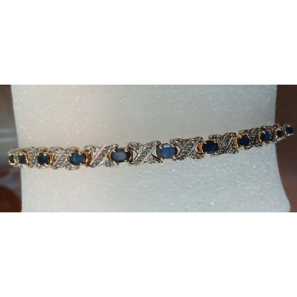 Sapphire Diamond 14k Yellow Gold Heirloom Bracelet - Picture 7 of 10